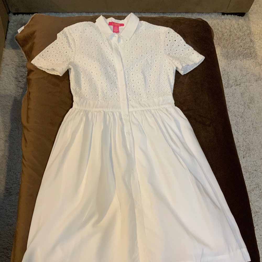 Catherine Malandrino Broderie White 4 Eyelet Dress Twee Coastal Cottagecore
